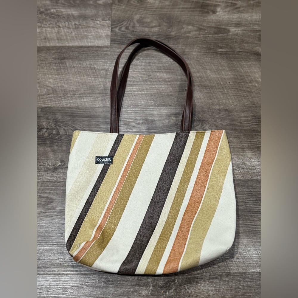 COUCH HANDMADE STRIPED RETRO TOTE HANDBAG EUC